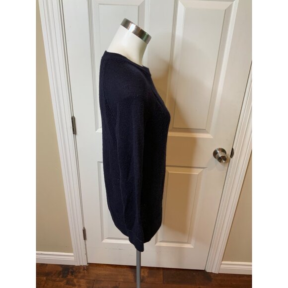 Vince Navy Blue Waffle Knit Asymmetrical Zip Sweater Cardigan, Size XS - Picture 3 of 6